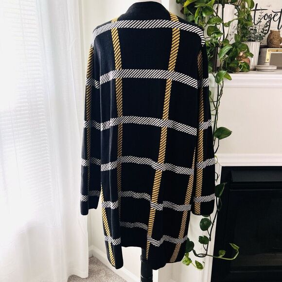 Cato Est 1948 Black & Yellow Striped Stretchy Cozy Cardigan Sweater Plus 26/28W - Picture 5 of 9
